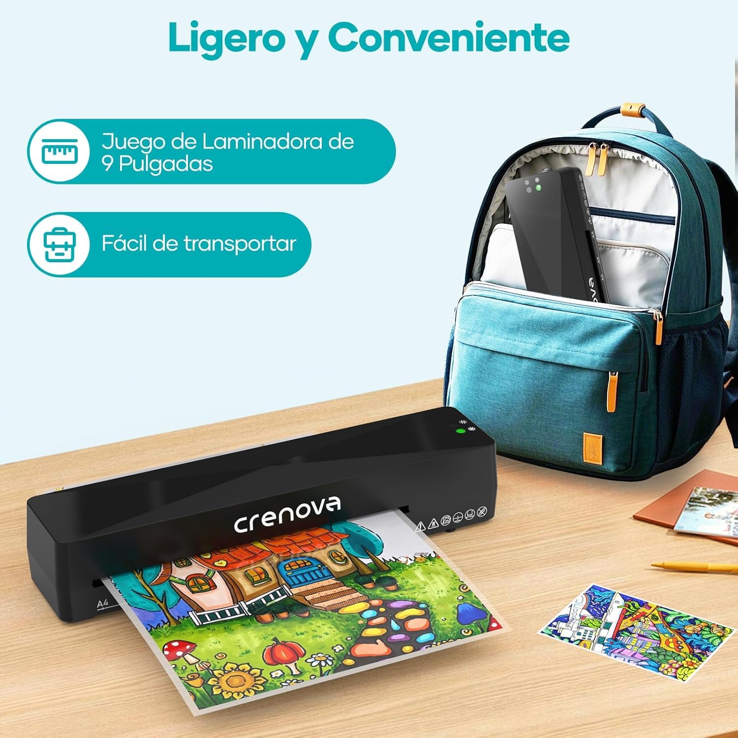 Crenova Plastificadora con Guillotina, Modo Frío y Caliente, Laminadora con 11 fundas de plastificación, Ideal para Colegio Oficina Estudio Fotográfico, Negro
