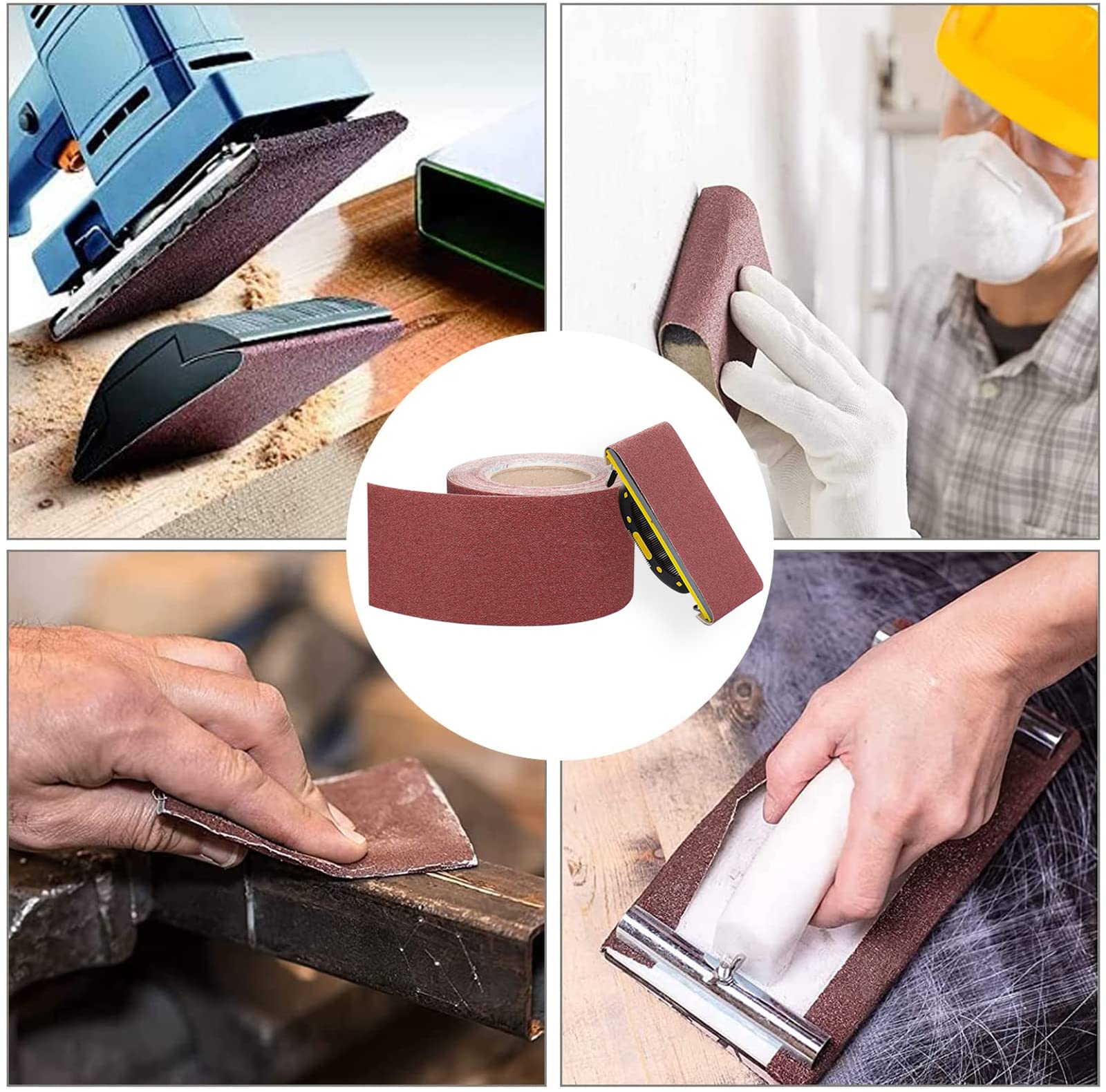 Rollo de Papel de Lija Grano 120, 93 mm x 10 m,Lijador de Corindón Paño Suave Papel de Lija Para Trabajos en Madera Metal Acero y Acero Inoxidable