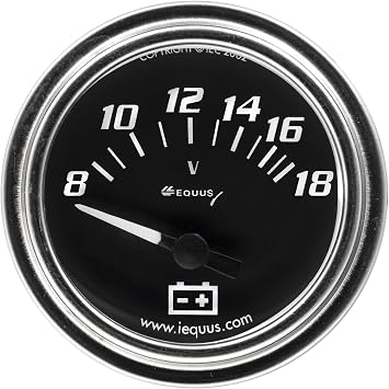 Equus 7268 2" Voltmeter, Chrome with Black Dial
