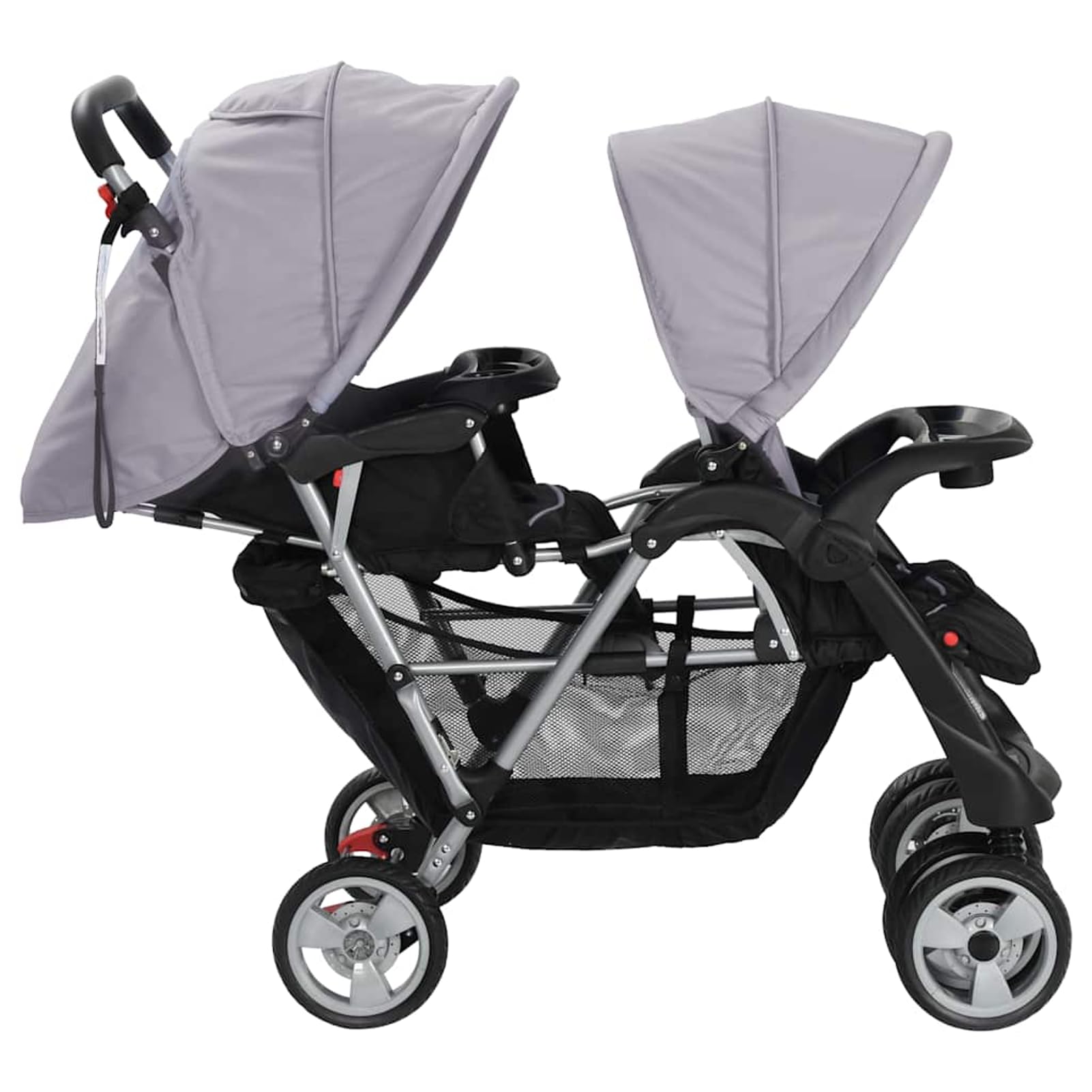 Rantry Mobile Passeggino Gemellare a Tandem in Acciaio Grigio e Nero, Mobili per Interno Esterno Casa Soggiornoll