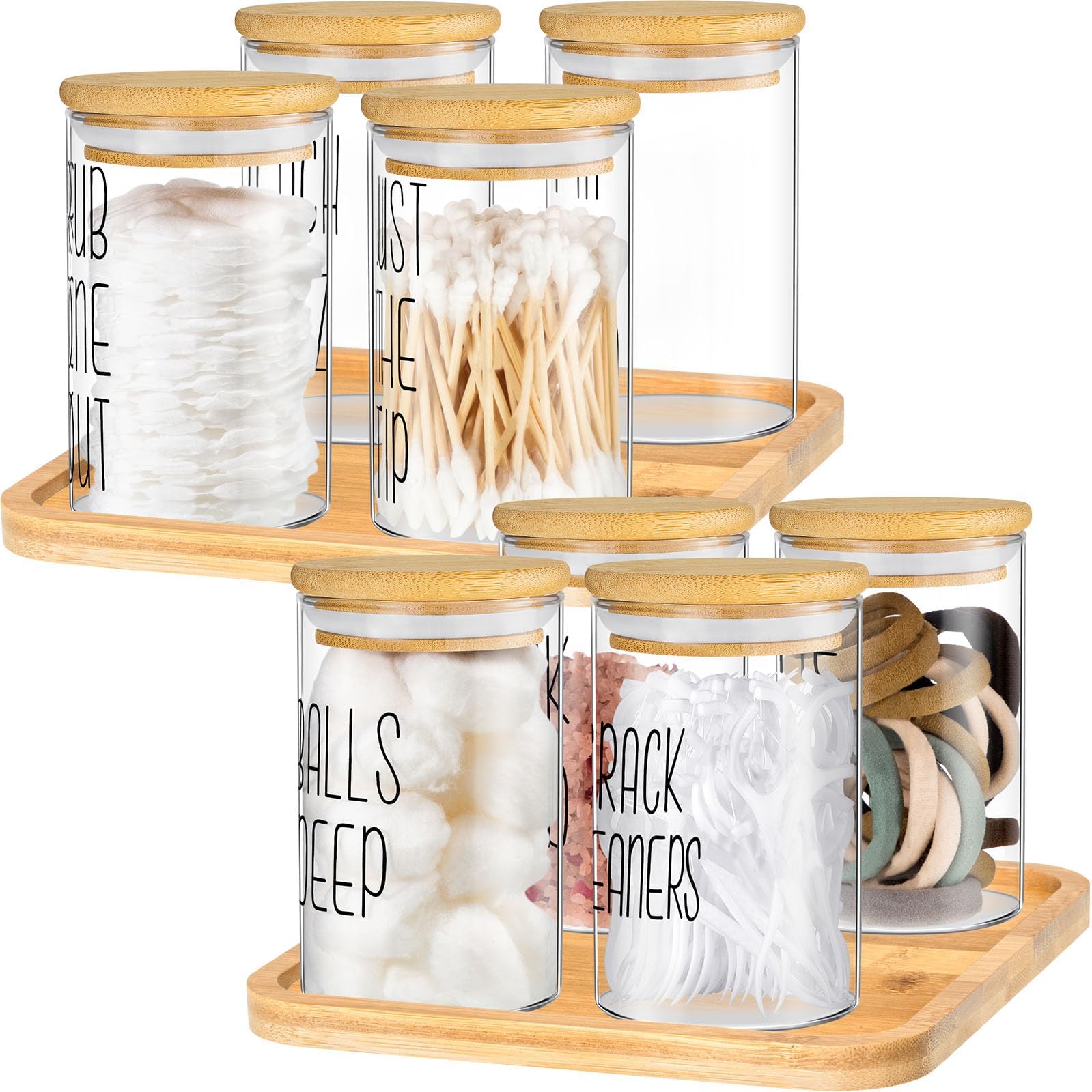 Amazon.com: Tessco 8 Pcs Glass Jars for Bathroom Apothecary Jars with 2 ...