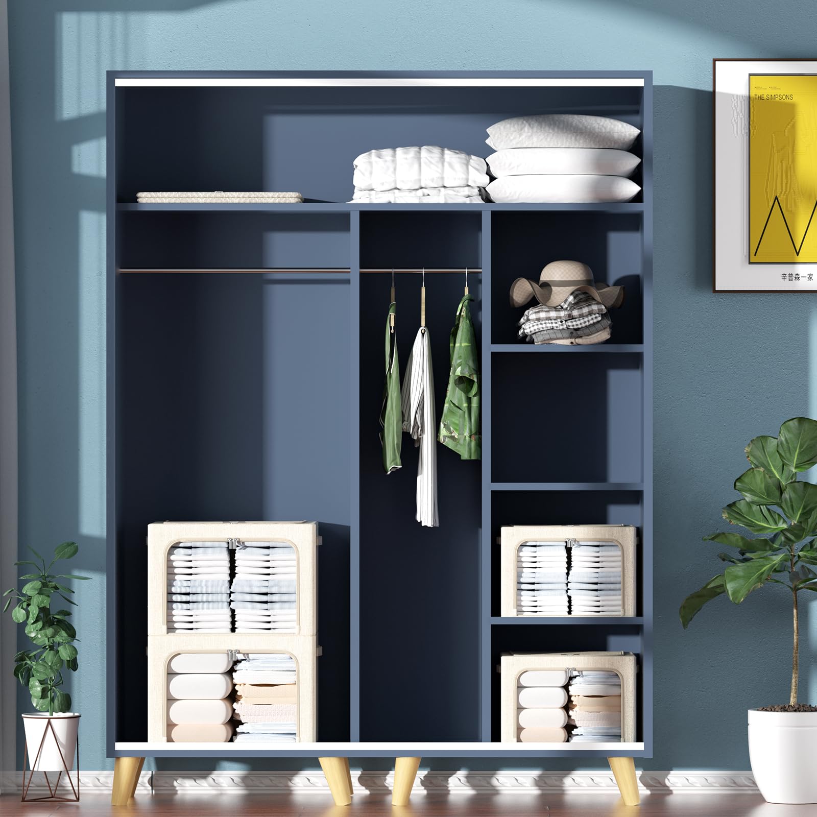 Kingrol Lot De 4 Paniers De Rangement Pliables Avec Poignées, Bacs De