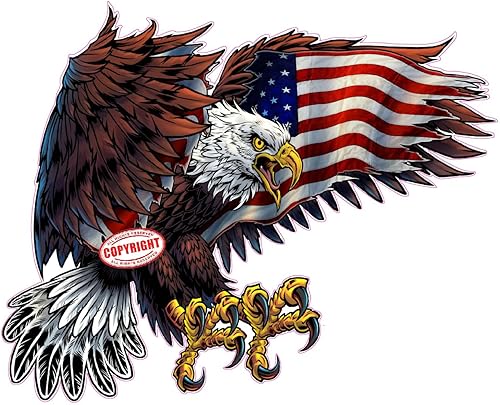 Calcomanía de la bandera estadounidense del águila americana 2023 (48 x 37 pulgadas)