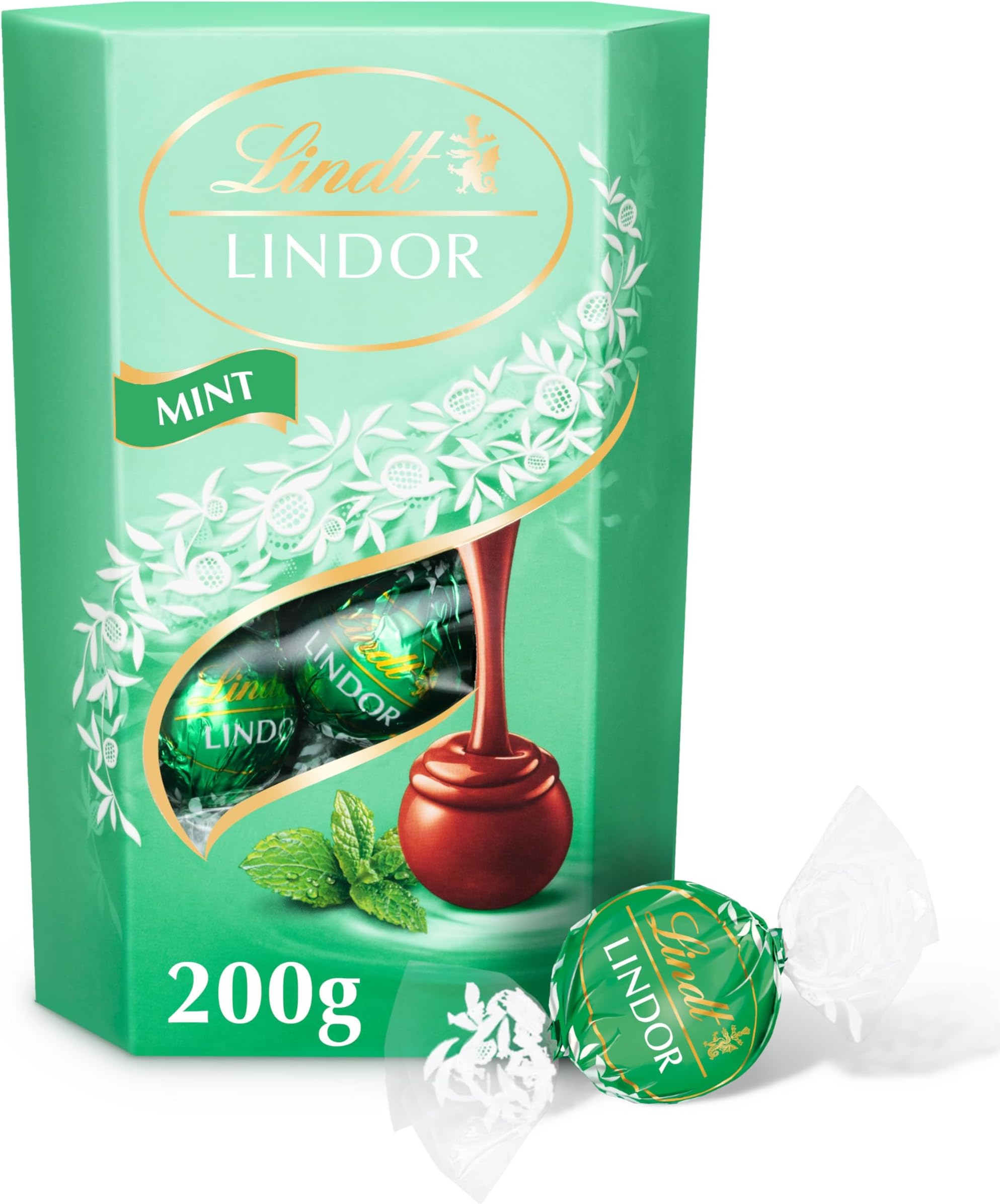 Lindt Lindor Mint Milk Chocolate Truffles Box - Approx 16 balls, 200g - Chocolate Truffles with a Smooth Melting Filling - Gift Present - Easter, Birthday, Celebrations, Congratulations
