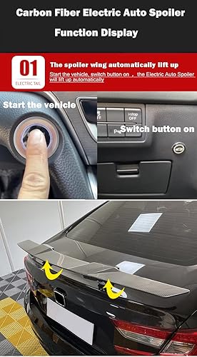 Miniatura 3 de Alerón retráctil eléctrico universal, con detección de encendido, desplegado/retracción automática para tapa de maletero, se adapta a Civic, Accord,