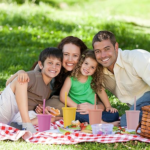 Miniatura 7 de Mfacoy Paquete de 4 vasos de paja de trigo con tapa y pajitas, vaso irrompible de 10 onzas para niños, vasos reutilizables para agua, vasos
