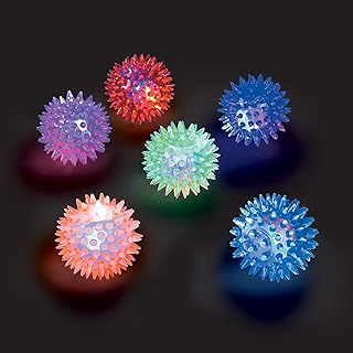 Fun Express Light Up Mini Spike Ball Assortment (Set of 12) Great for giveaways and Party Favors