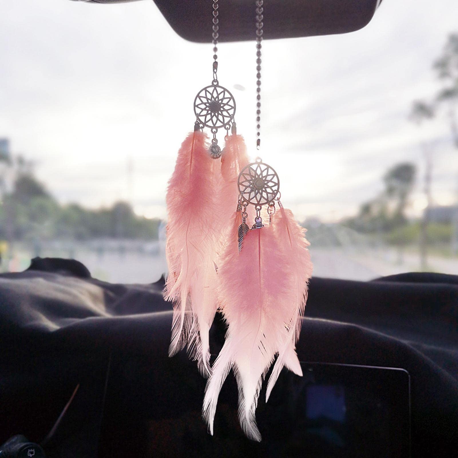 Atrapasueños Mini Para Coche - Colgante De Espejo Retrovisor Con Diseño Nativo Americano | Decoración Multicolor Y De Protección
