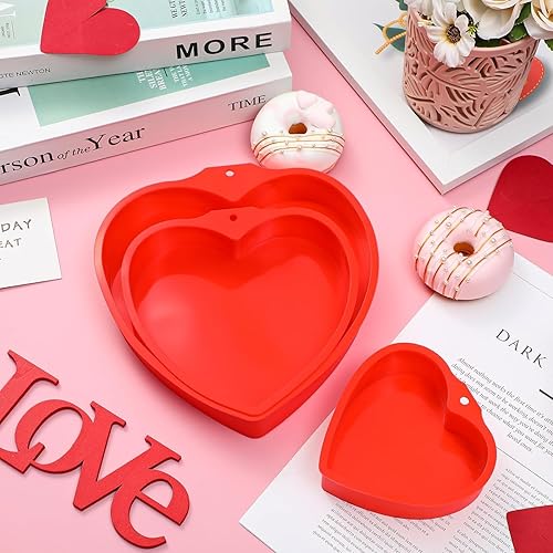 Miniatura 7 de Moldes de silicona con forma de corazón, 3 unidades, moldes de silicona para el día de San Valentín, moldes para hornear de corazón de 4, 6 y 8