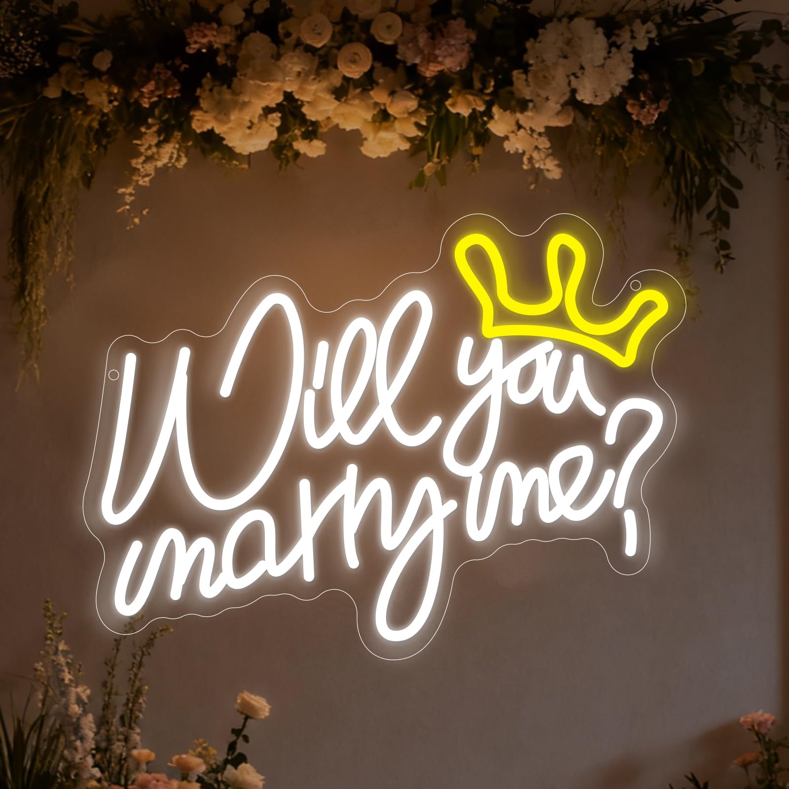 Will You Marry Me Neon Signs for Wall Decor LED Light Sign for for Room Decor USB Powered Light Up Sign for Birthday Party Wedding Engagement Valentine Decoration 14.3”X10.6”