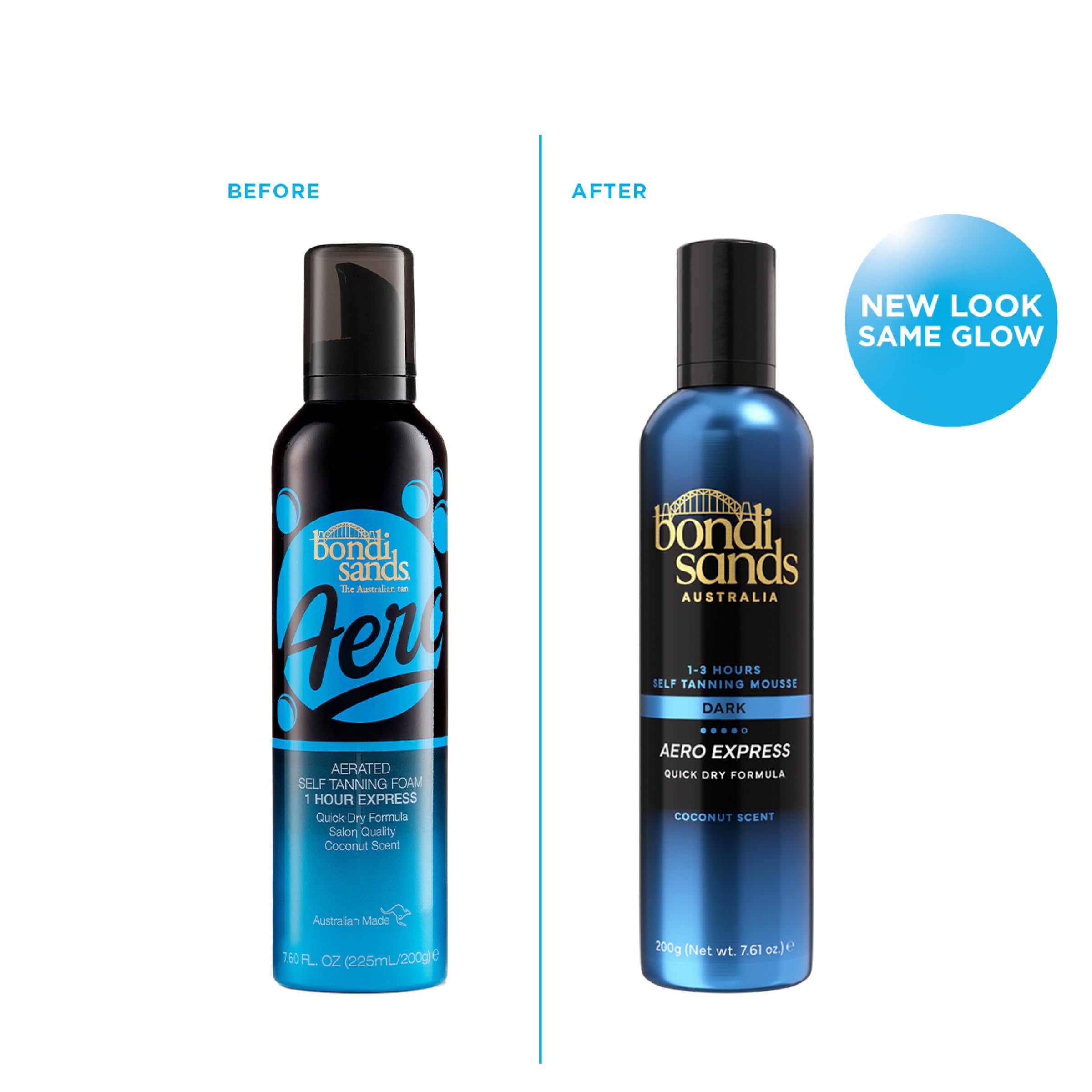 Bondi Sands Aero 1-Hour Express Self Tanning Foam | Lightweight, Coconut Tanning Foam Quickly Provides a Healthy, Flawless, Bronzed Glow | 7.61 fl oz/225 mL