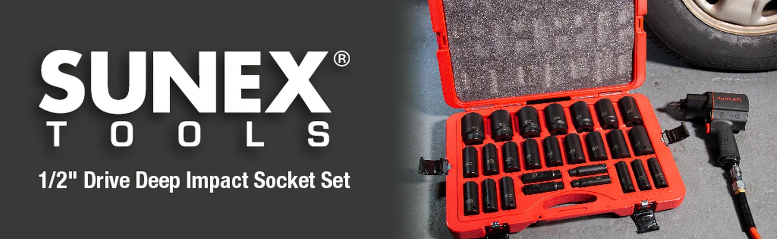 Sunex 2646 1/2 Antrieb Metrisches Impact Socket Set, metrisches, Standard, 6-kant, Cr-Mo, 10-36 mm, 26-teilig,