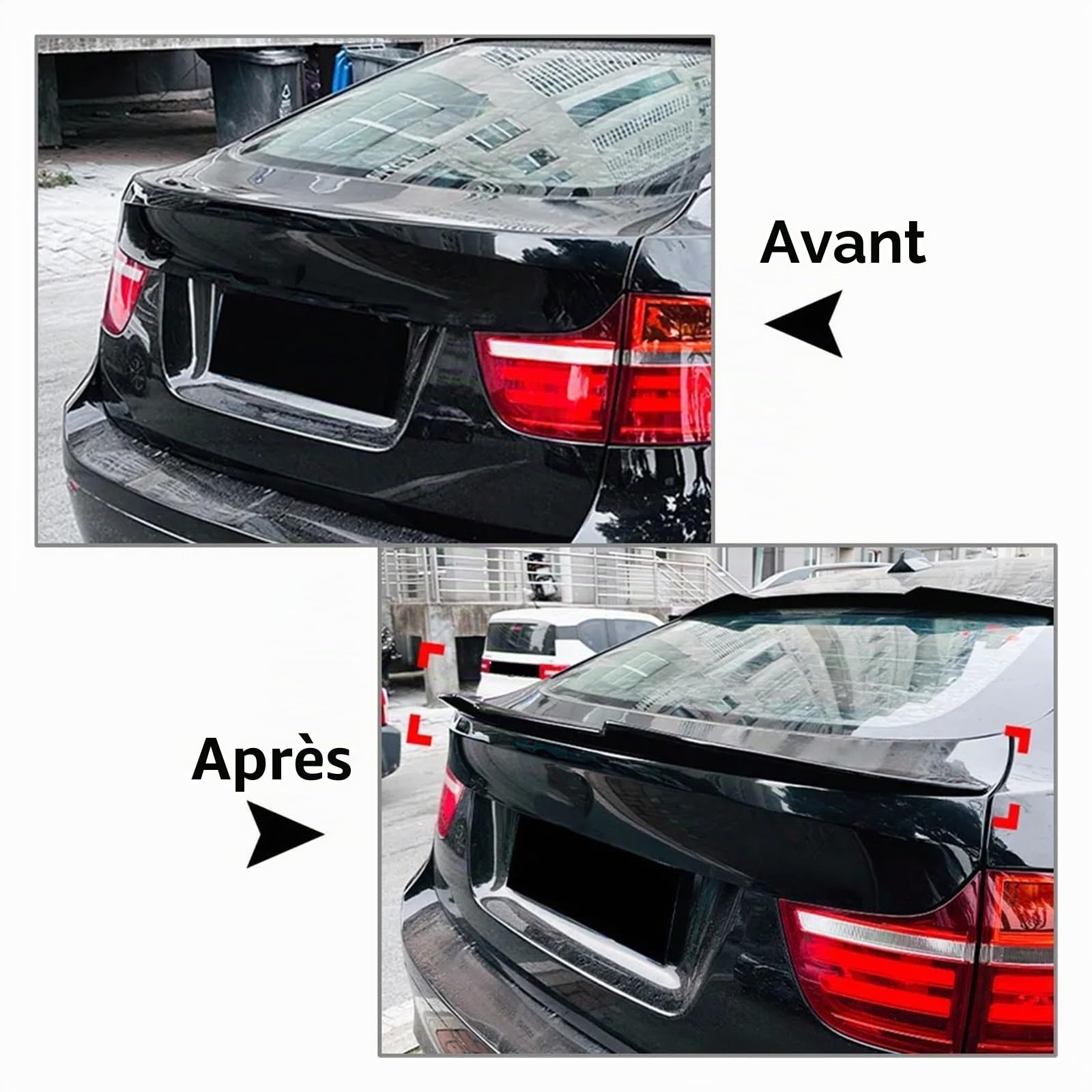 Spoilers Arrière Voiture pour BMW pour X6 E71 E72 X6M SUV Noir Brillant/Fibre De Carbone Couleur Voiture Coffre Arrière Aileron Aile Lèvre ABS Plastique Spoiler Wing(Glossy Black)