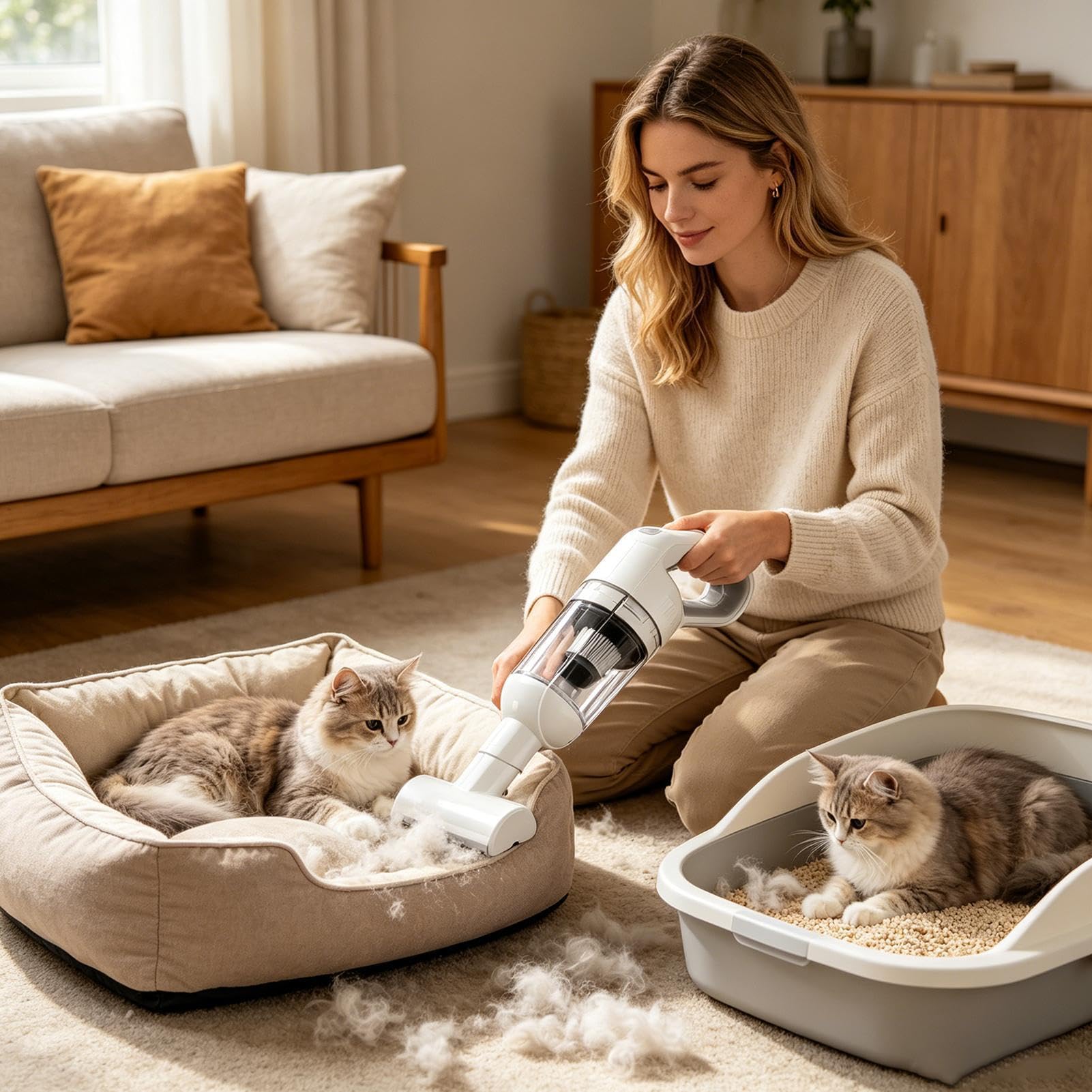 Aspiradora de Coche Portátil Limpiador de succión eléctrico recargable con | Removedor Inalámbrico De Pelo Para Mascotas Para Tapicería De Coche Dormitorio Hogar Salón Apartamento