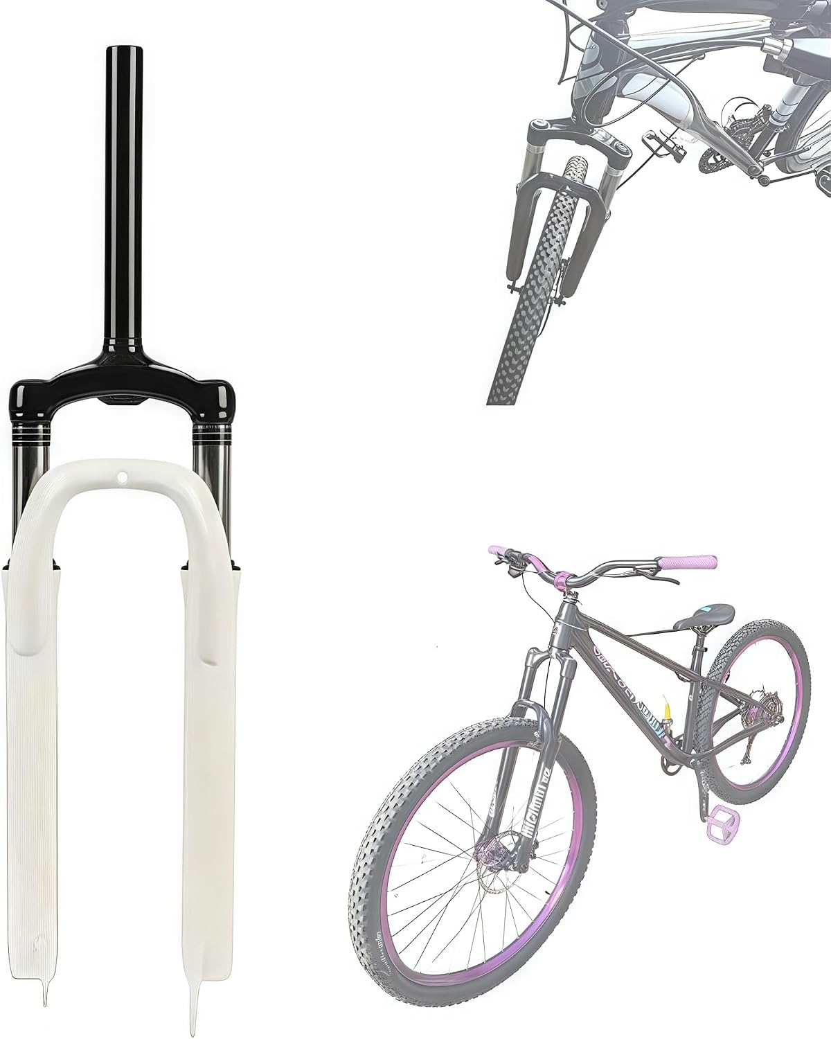 Road Bike Fork Bicycle Fork 20" Folding Bicycle Suspension Fork Mountain Bike Shock Absorber MTB Air Fork Extended Mechanical Fork Disc/V-Brake Attenuation Adjustment 105mm Travel B