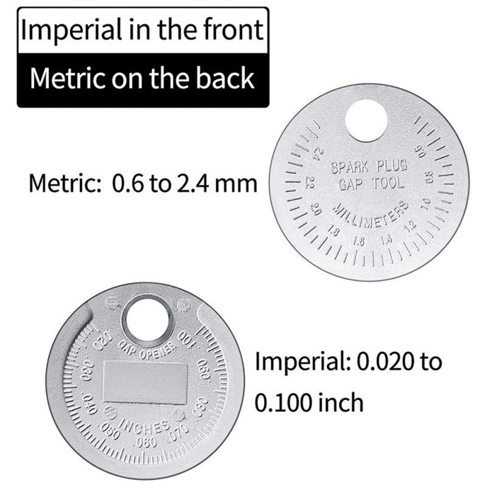 Strumento Per Regolare La Distanza Delle Candele - Strumento di Misurazione Gap Candele con 0.6-2.4 mm | Auto in Metallo a Forma di Moneta per Moto, Auto e Camion