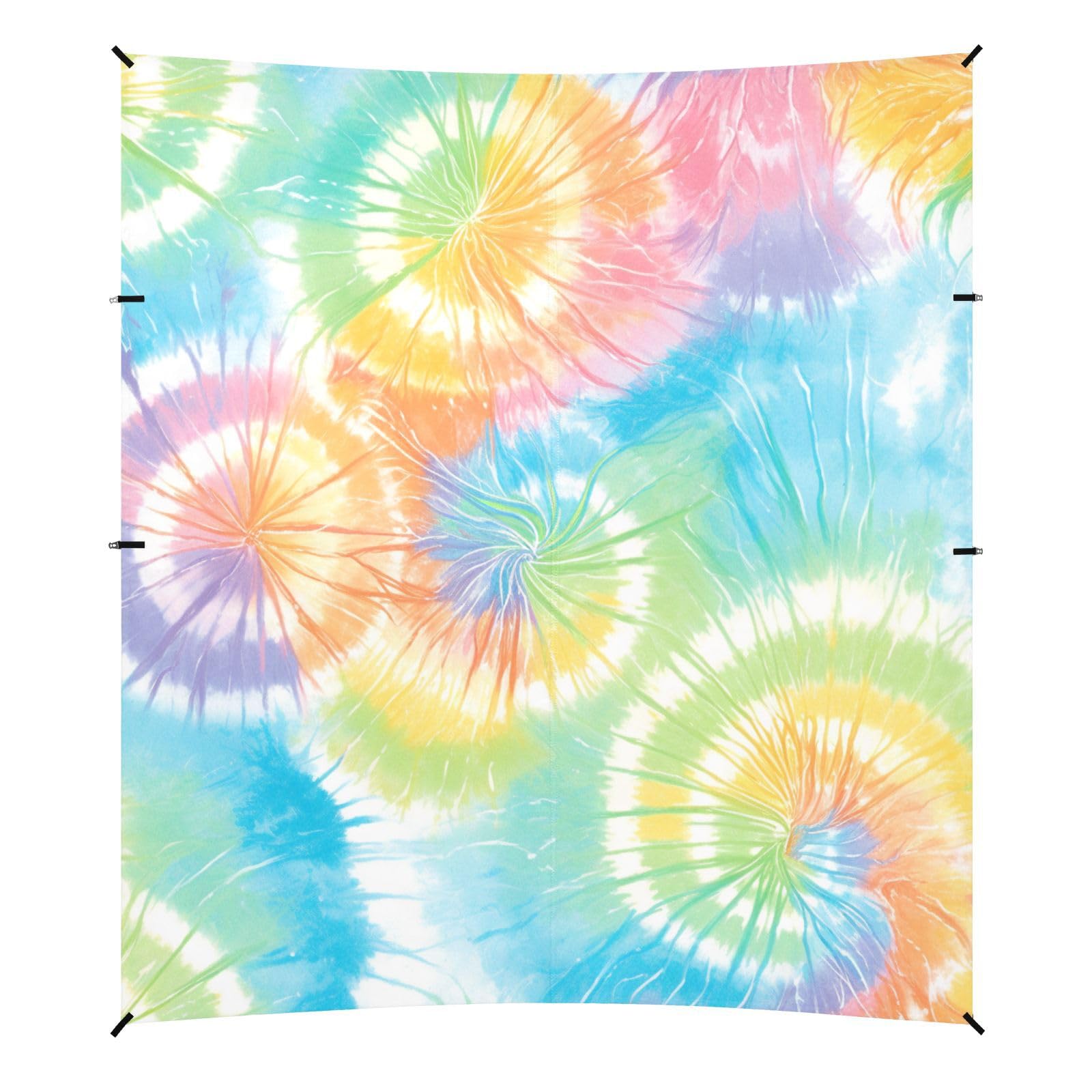 Lightseagreen Tie-dye Beach Cabana UPF50+ Protection Waterproof Large Sun Shade with Sandbags, Sand Shovel, Poles for Camping Trips, Fishing, Backyard Fun or Picnics