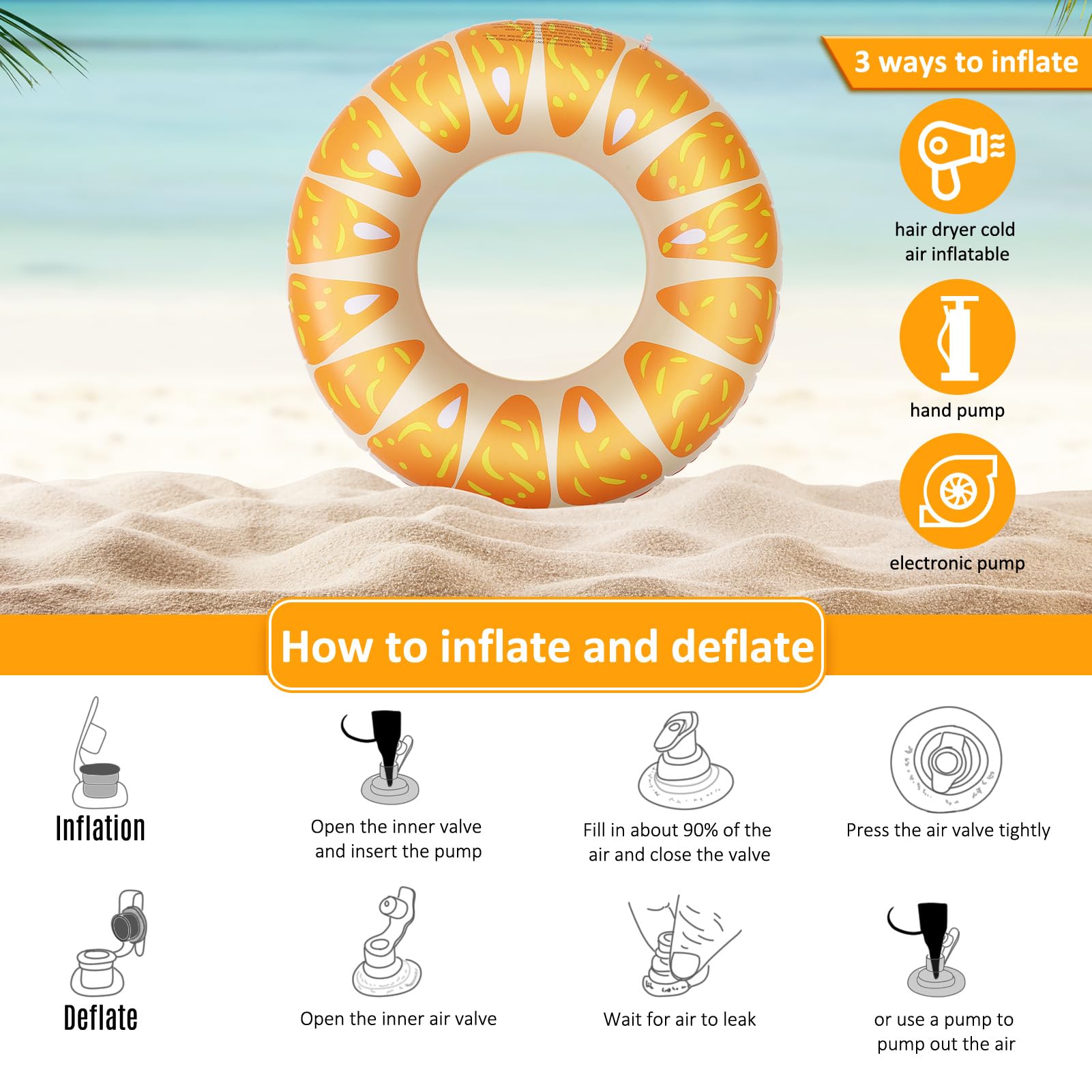 4 Pcs Inflatable Pool Floats for Kids Adults Fruit Swimming Rings 30 Inch Fruits Pool Floaties Rings Tube Toys - Image 3