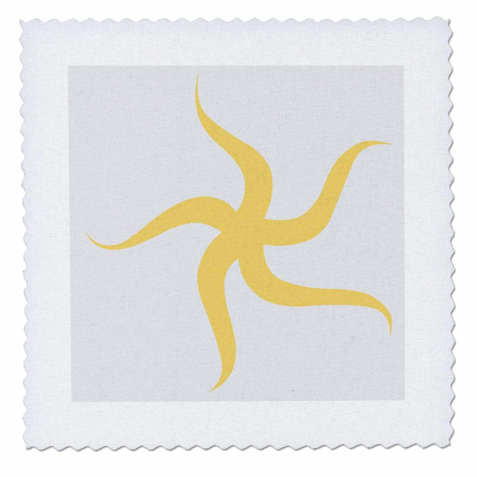 8x8 inch Quilt Square - Dancing Yellow Starfish- Fun Art- Beach Sanders Creations