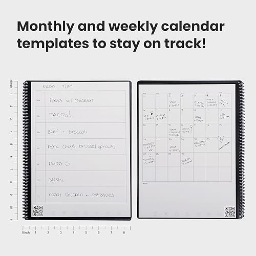 Miniatura 6 de Rocketbook Fusion - Agenda de productividad reutilizable sin fecha, tamaño carta de 8.5 x 11 pulgadas, lila, metas, calendario mensual y semanal,
