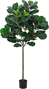 GarveeHome Artificial Fiddle Leaf Fig Tree, 63 Inch Faux Ficus Lyrata Plant with 62 Fiddle Leaves, Fake Floor Plant in Pot for Indoor Outdoor Living Room House Office Garden Decor