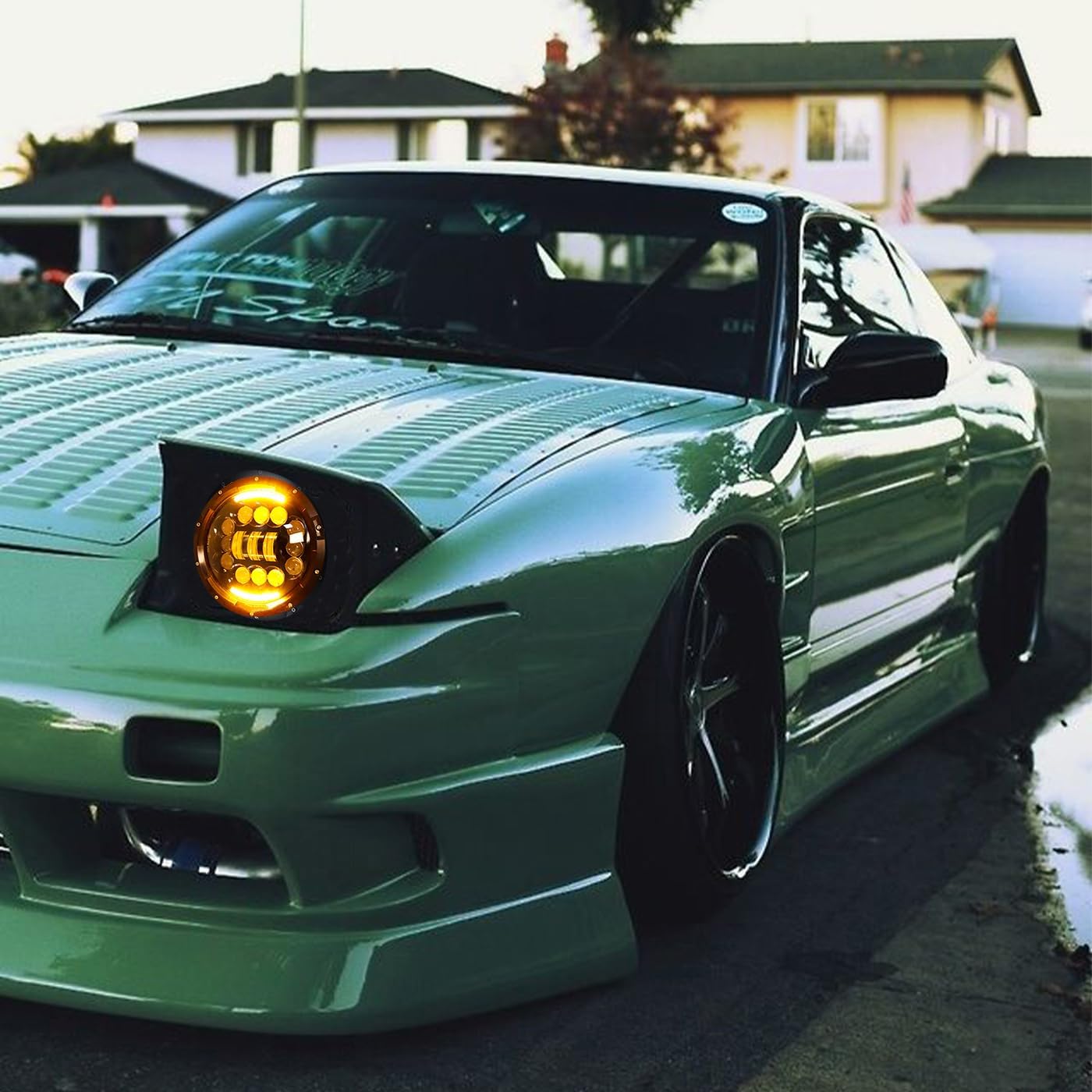 H6024 7 Inch Led Headlights with Daytime Running Light Compatible with Jeep Wrangler JK JKU CJ TJ LJ Chevy Ford GMC Dodge Mazda Miata Nissan Mack VW AM General Hummer H1 H2 Land Rover Defender 2PCS