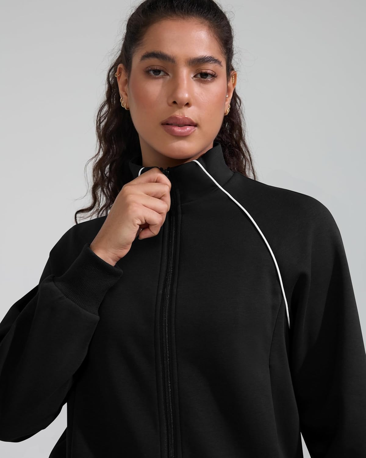 Womens 2 Piece Outfits 2025 Casual Zip Up Sweatsuits Lounge Set Airport Travel Wide Leg Pants Striped Tracksuit - Image 5