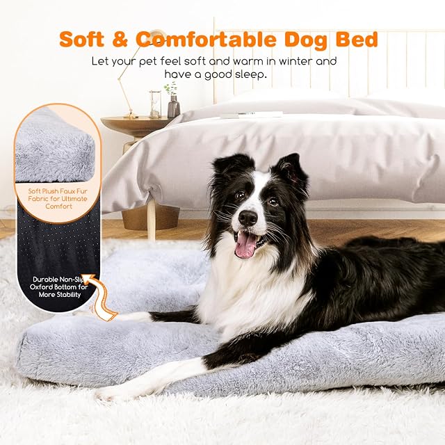 Foto 3 de 7 de Nobleza Cama Lavable para Perro Grande, Super Suave y Esponjosa Anti-Ansiedad, Felpa con Fondo Antideslizante