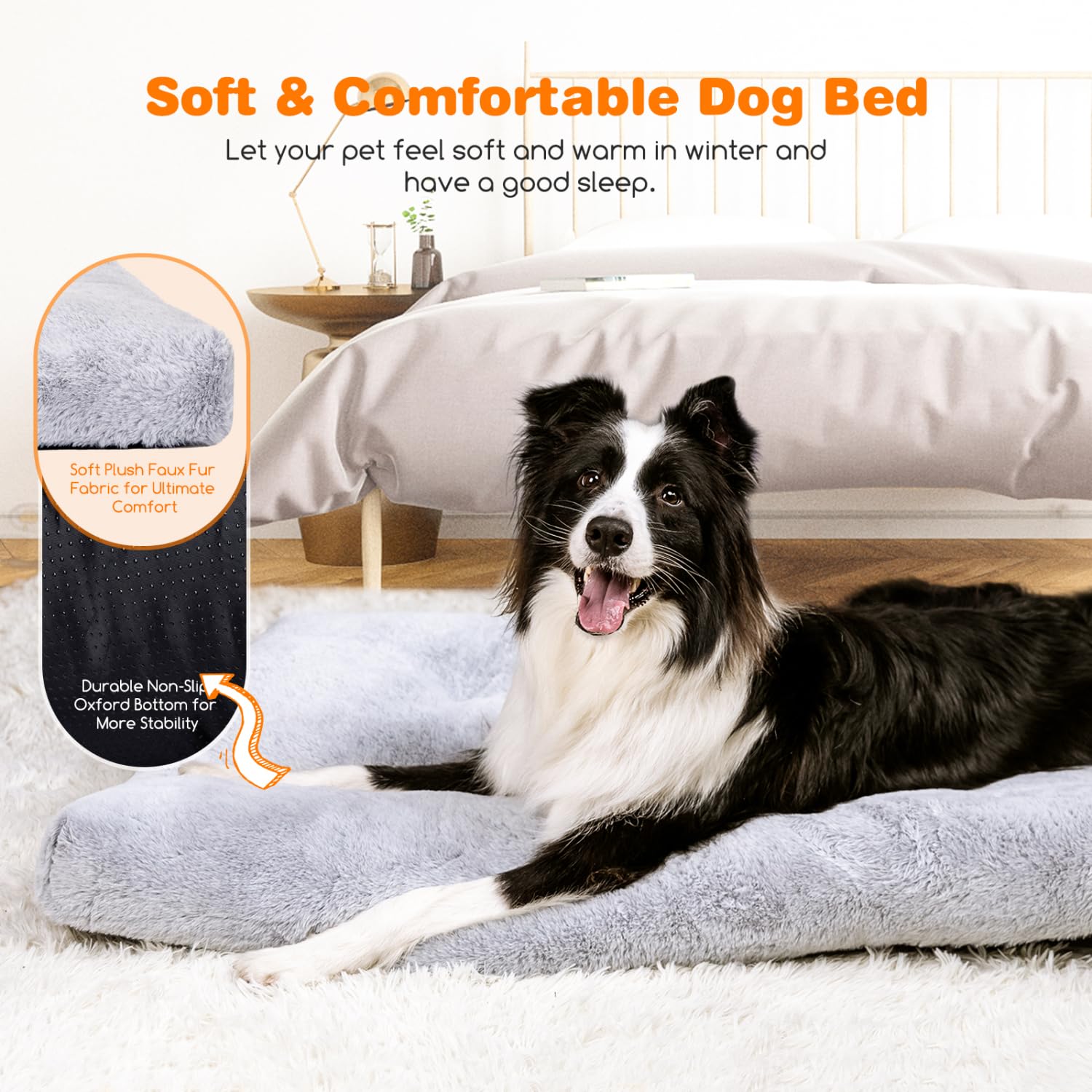 Nobleza Letto per Cani Lavabile Medio 80x50x10 cm Cuccia Cane Interno Antiscivolo Morbido