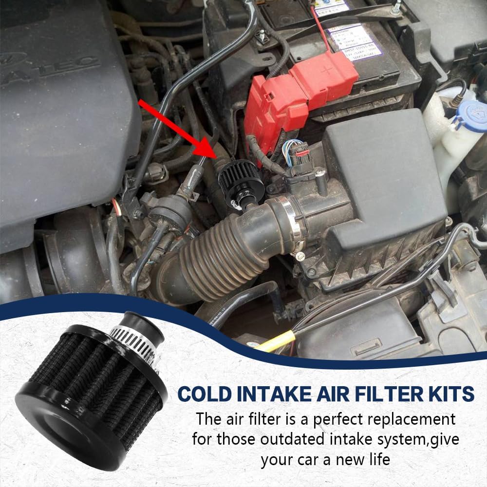 212cc Air Filter Valve Cover Breather Filter, Mini Bike Air Filter, 12mm/0.47" Crankcase Breather Filters, Mini Bike Go kart Performance Parts for Predator 212cc 224cc 196cc (Black)