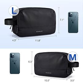 BAGSMART Large Toiletry Bag for Men, Valentines\' Day Gifts Travel Organizer Hanging Dopp Kit Water Resistant Shaving Bag for Bathroom Shower, Toiletries Accessories,Travel Essentials, Black-Large