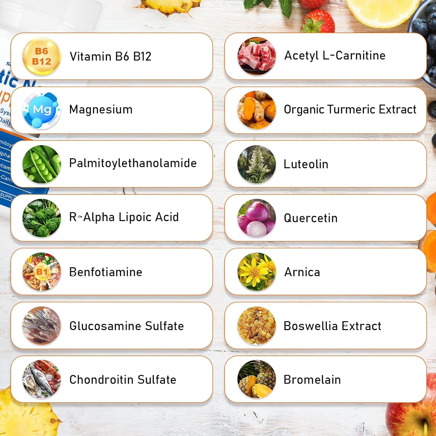 Sciatic Nerve Support Supplement, Advanced Sciatic Nerve Support Formula with Pea, Alpha Lipoic Acid, Benfotiamine, 60 Capsules