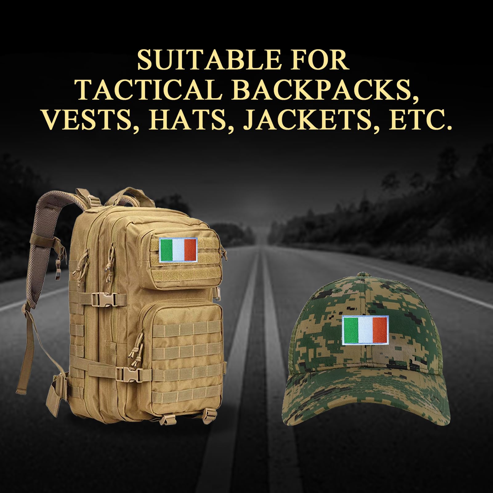 2 parches bordados de la bandera de Irlanda con | Parche militar táctico, accesorio táctico versátil, cierre de apliques, 3 x 2 pulgadas