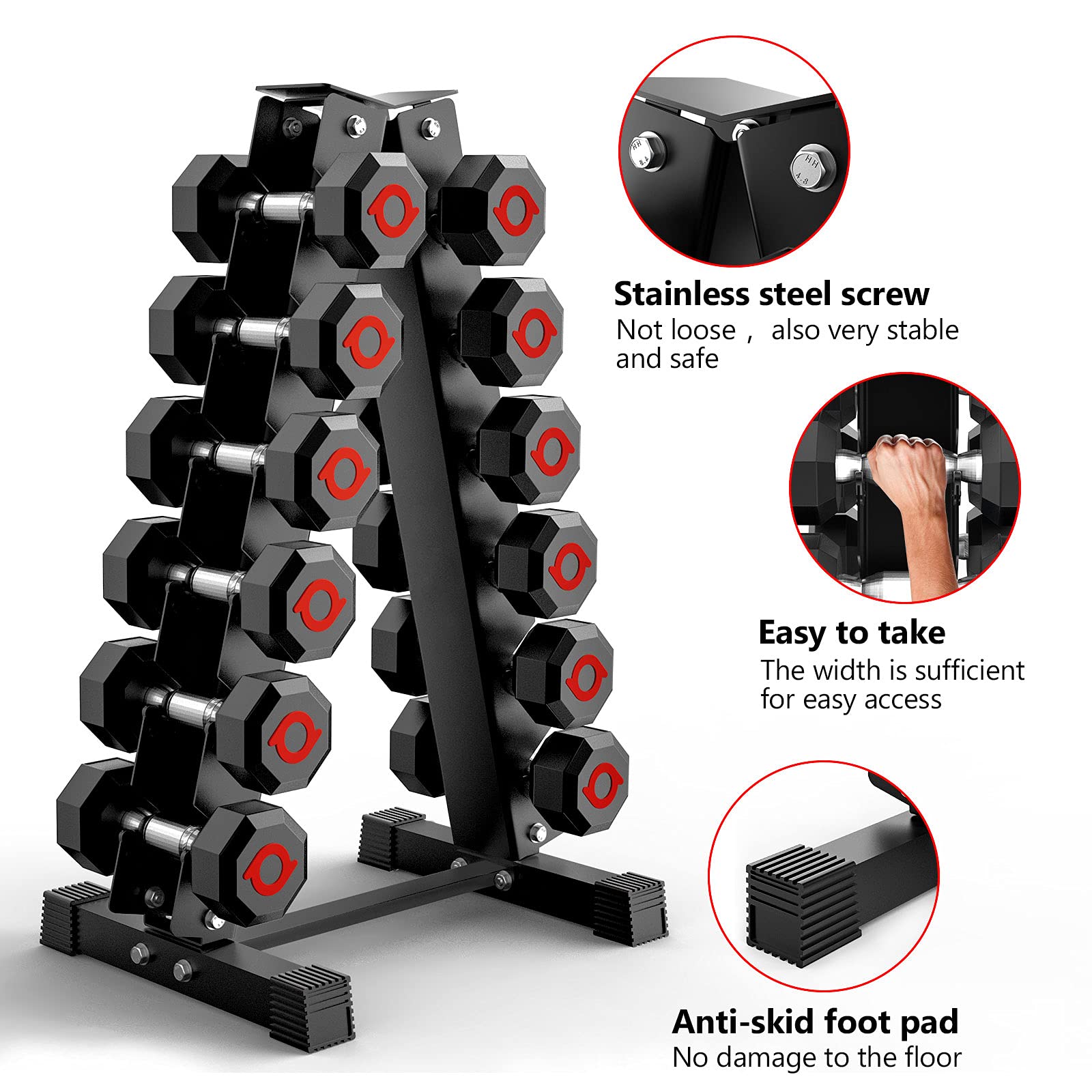 Kitopa Dumbbell Rack Stand Only, 6 Tier AFrame Dumbbell Rack, Heavy Duty Weight Rack for