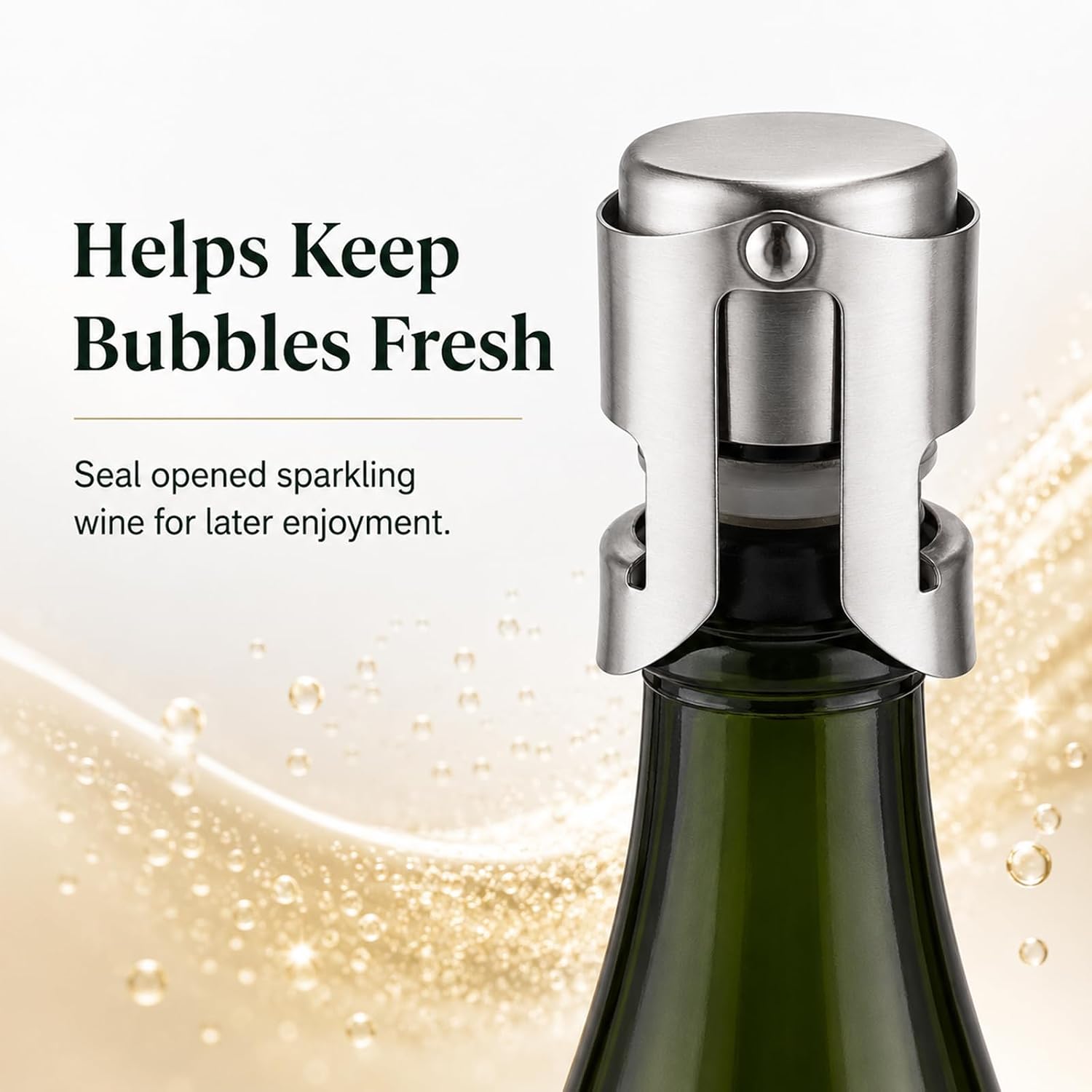 Champagne Stoppers 2 Pack Stainless Steel Bottle Sealer