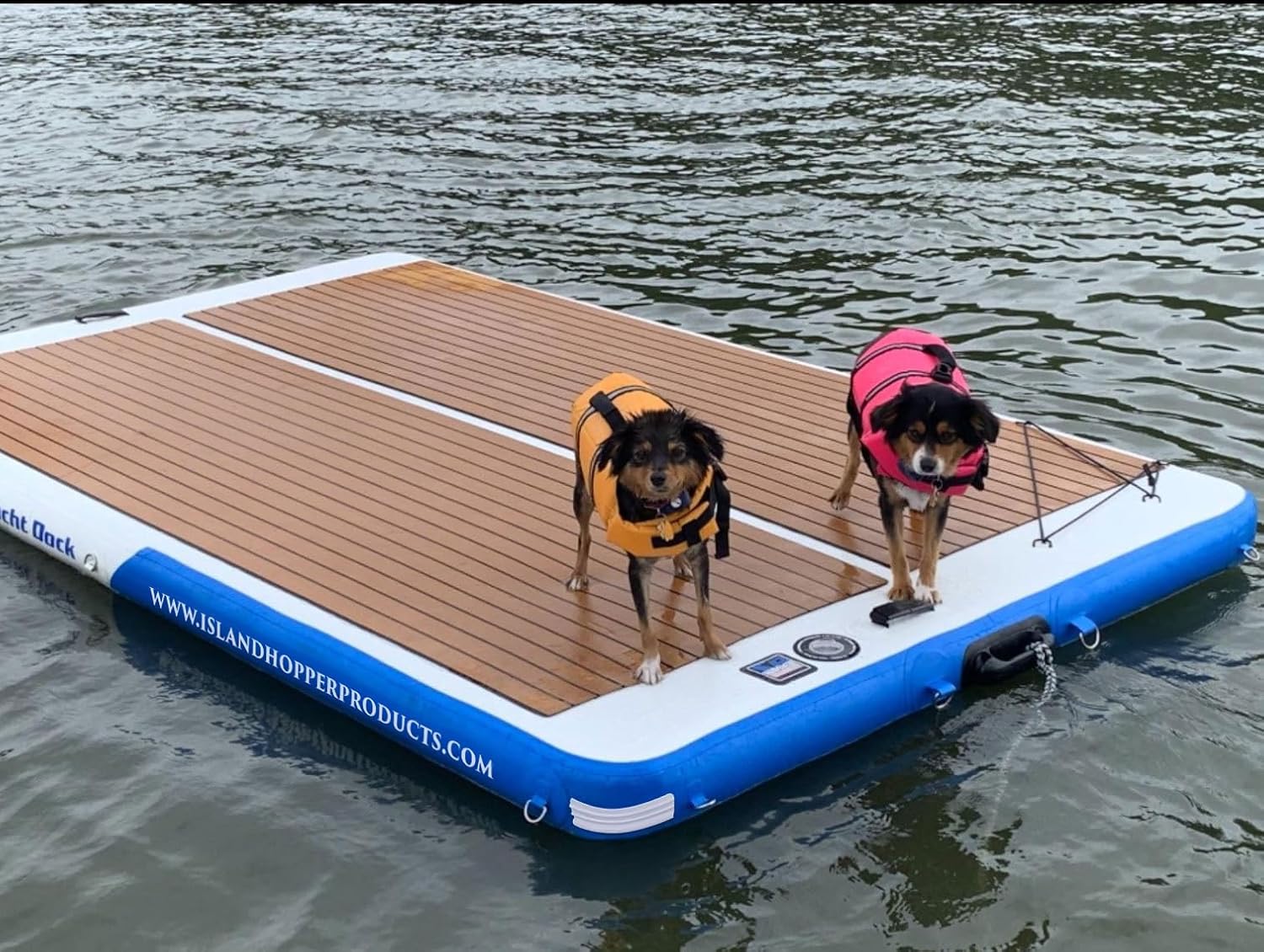 Island Hopper Patio Dock Series Floating Docks – Inflatable Dock for Boats and Lakefront – UV-Resistant PVC with Non-Slip EVA Foam – Lake Floats Easy Setup and Storage