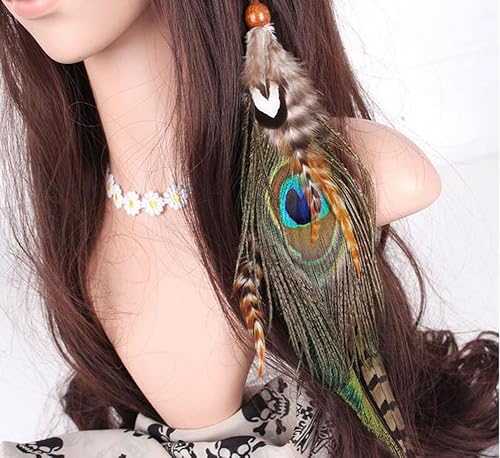 Miniatura 3 de Boho Hippie extensiones de pelo con clip de plumas peine horquilla india pluma tocado tocado DIY accesorios para mujeres hechos a mano