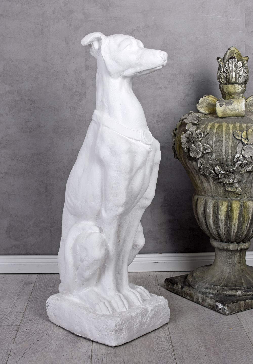 Windhund Skulptur Weiss Hundefigur Hauseingang Hund Statue Antik Hundeskulptur yac046 Palazzo Exklusiv