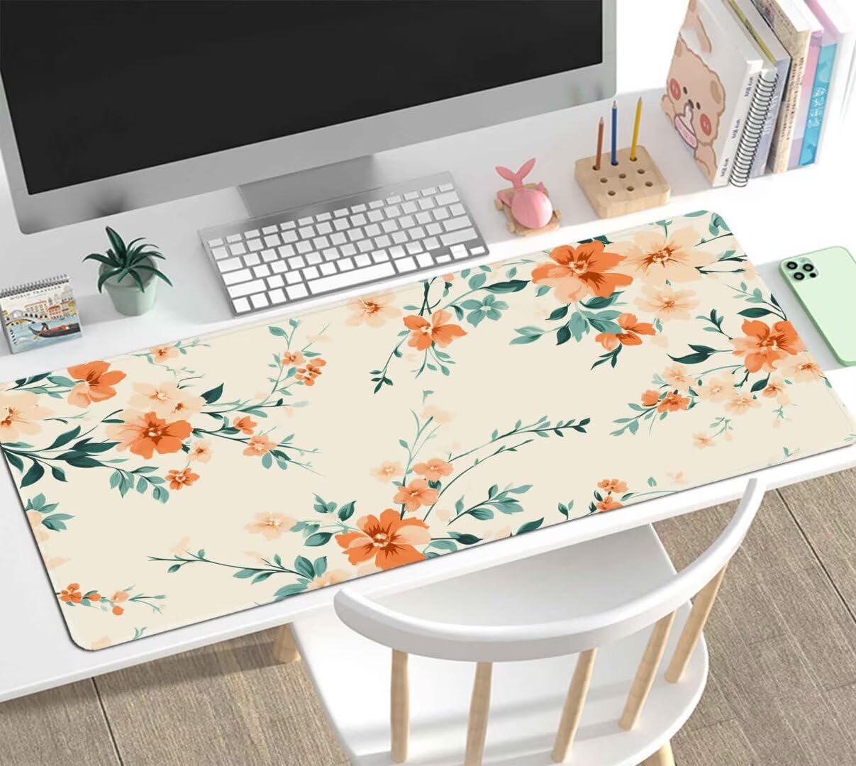 Alfombrilla Ratón XXL Gaming, Alfombrilla Escritorio 900x600x4mm, Mouse Pad Mat XXL Antideslizante, Alfombrilla Raton Base de Goma Tapete Rato Gamer Mousepad XXL para PC, Oficina Flowers J-382