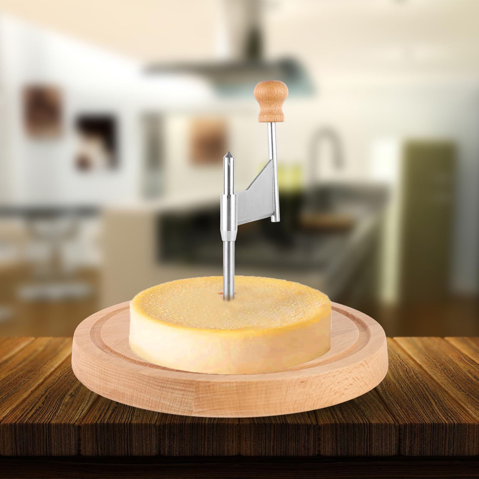 Wooden Cheese Curler, 8.7 Inch Round Slicer Shaver with Stainless