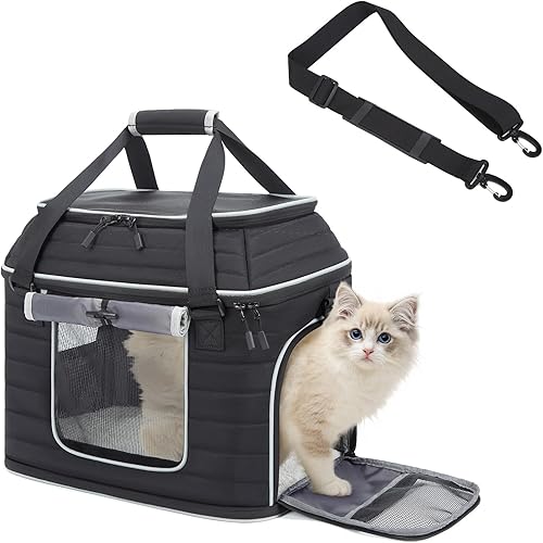 Vista 19 de Transportador expandible para perros y gatos: transportador de mascotas de lados suaves aprobado por aerolíneas, grande, pequeño, mediano, plegable