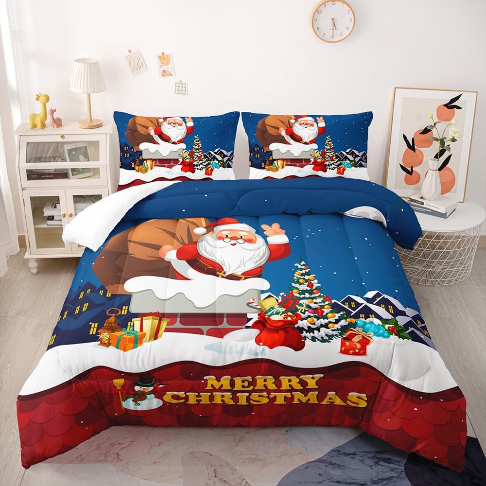 Lesiwee Merry Christmas Bedding Set Queen Size Christmas