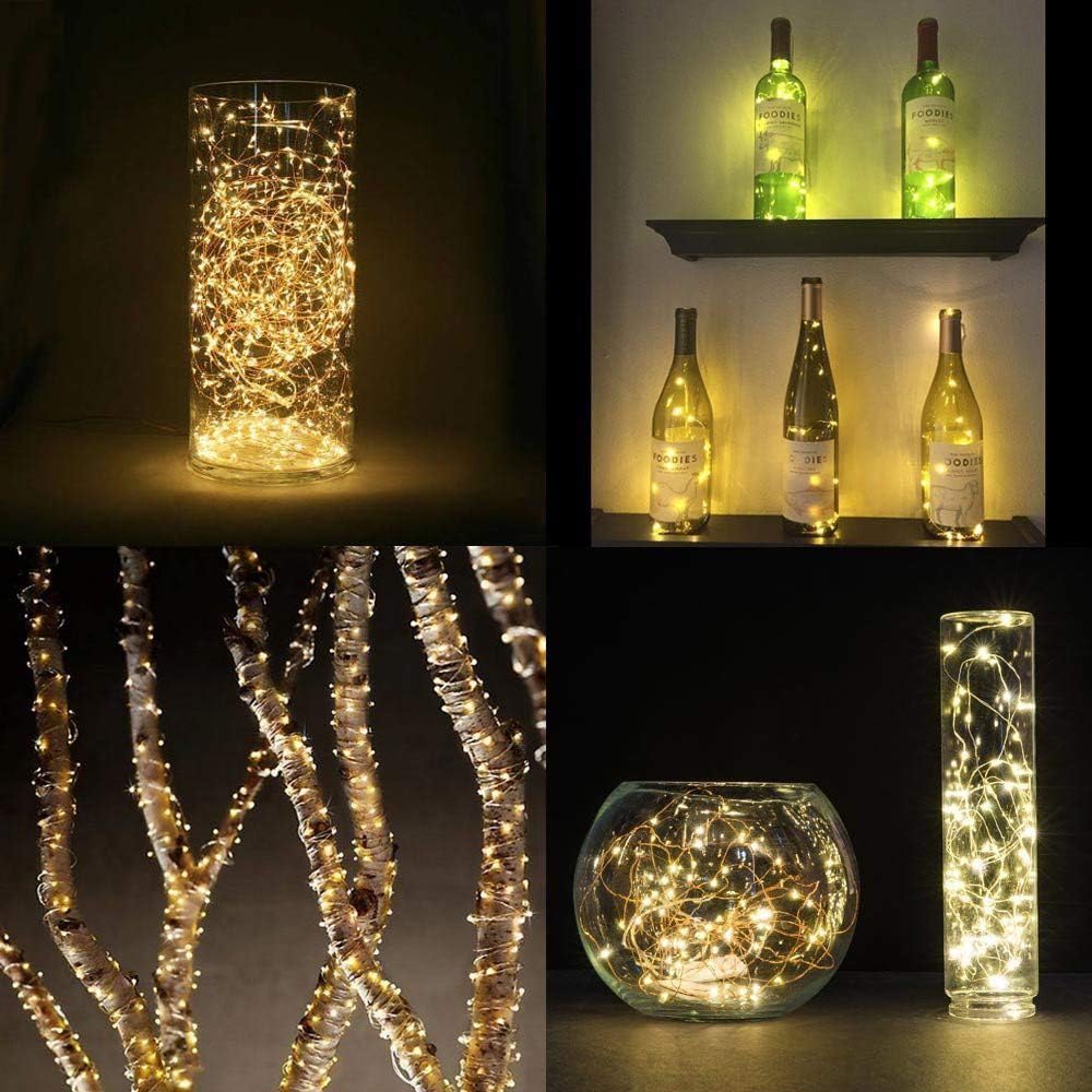 Fairy Lights Led Copper Wire Garland Led Holiday Lights Battery Powered USB Chain Lights Christmas House Party Lights White 2 Meters 20 Lights (Battery)
