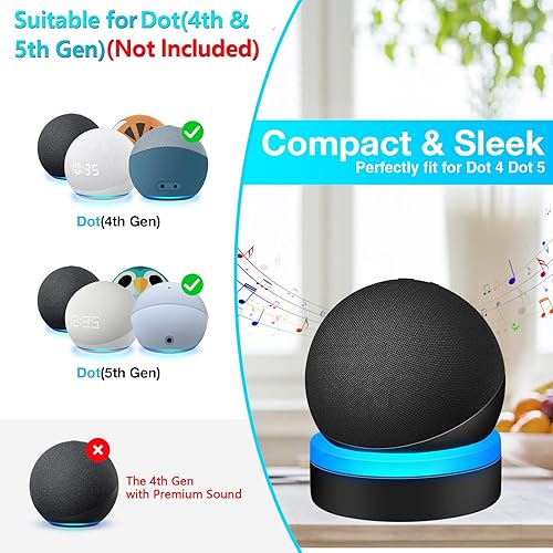 Miniatura 2 de Dot - Soporte de mesa de 4ª generación, soporte de escritorio ZUOLACO para punto de 4ª generación, soporte base con guía de luz, accesorios