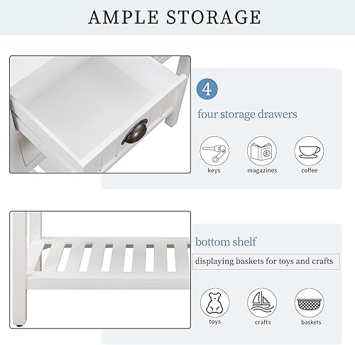 Miniatura 15 de Merax Mesa consola clásica de madera para entrada, pasillo, aparador con cajones de almacenamiento y estante inferior (azul marino) azul marino