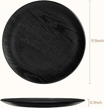 Yangbaga Wood Serving Tray: Black Serving Platter, 11.5 Small Decorative Trays for Home Decor, Kitchen Counter, Coffee Table, Round Charcuterie Board for Party, Wedding, Housewarming