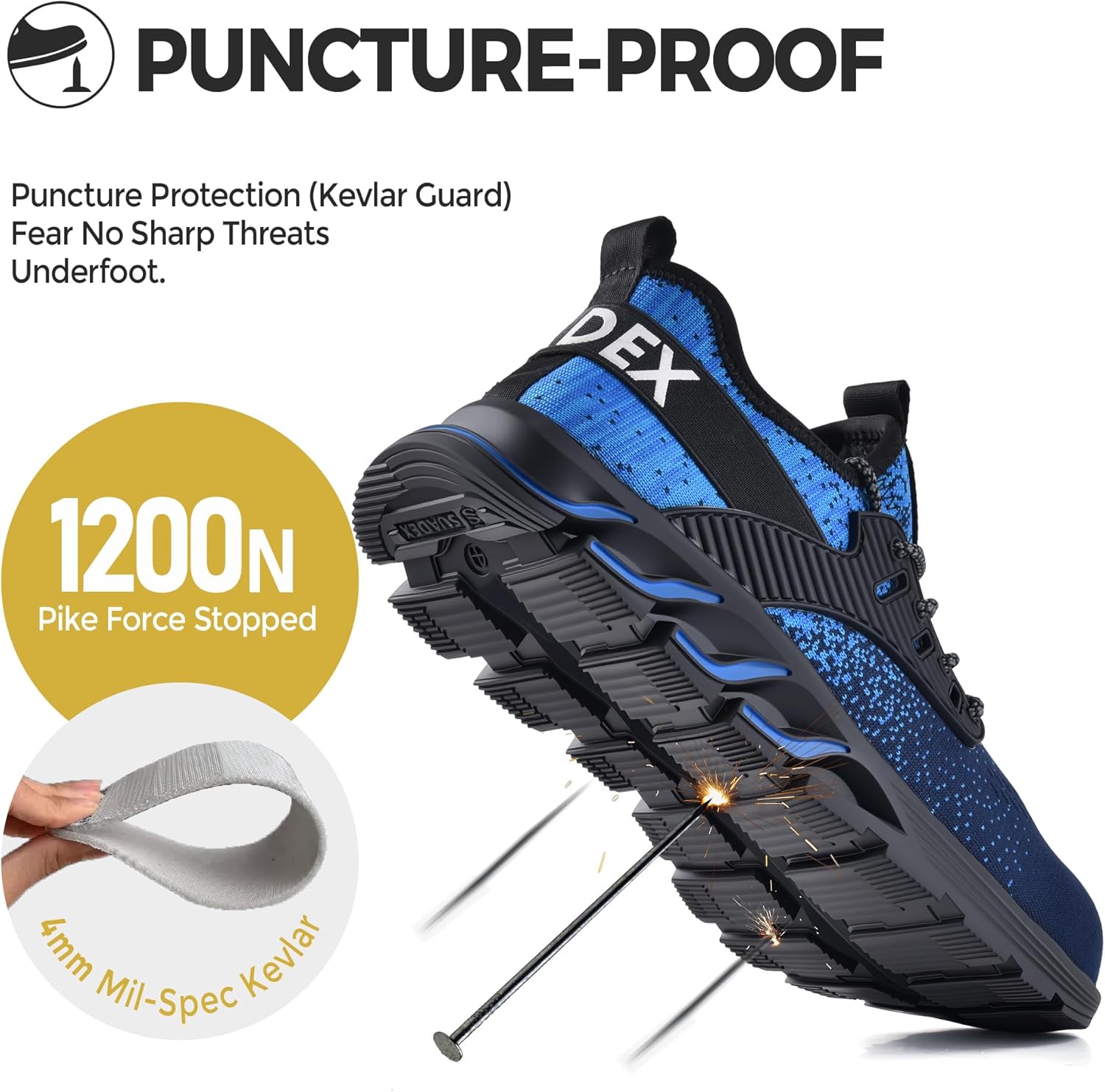 SUADEX Steel Toe Sneakers for Men Women Indestructible Work Safety Shoes Lightweight Comfortable Slip Resistant Composite Toe - Image 5
