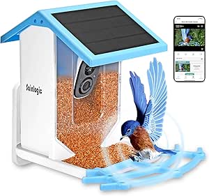 Sainlogic Smart Bird Feeder with 1080p HD Video Footage of Birds and Built-in Microphone, Powered by Solar Panel, Bird House for Bird Lovers asin的图片