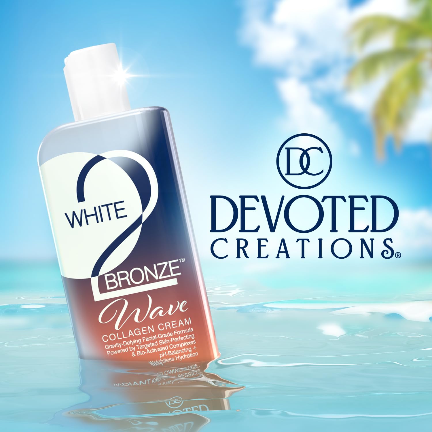Devoted Creations White 2 Bronze Wave - Gravity-Defying Facial-Grade Formula Dark Tanning Lotion