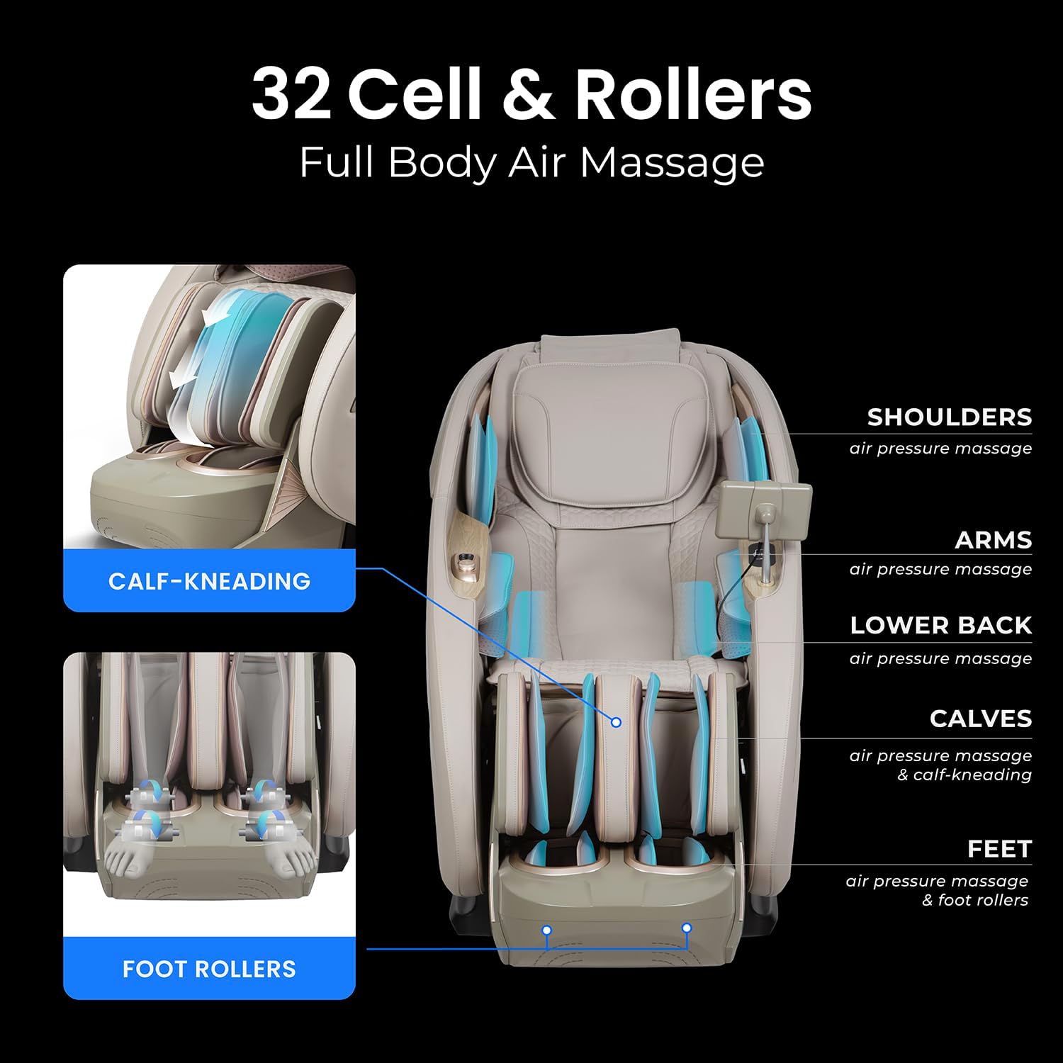 Titan by Osaki l 4D Endor l Advanced 4D Massage Mechanism l Full Body Air Bag Massage Chair l Shiatsu Recliner l Smart Body Scanning l 3 Stage Zero Gravity Reclining l Bluetooth Speakers (Brown)